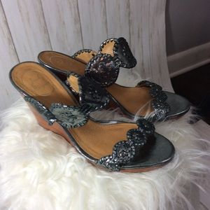 Jack Rogers Shoes - Jack Rogers Metallic Gunmetal Luccia Wedge Sandal Jack Rogers Shoes - Jack Rogers Metallic Gunmetal Luccia Wedge Sandal